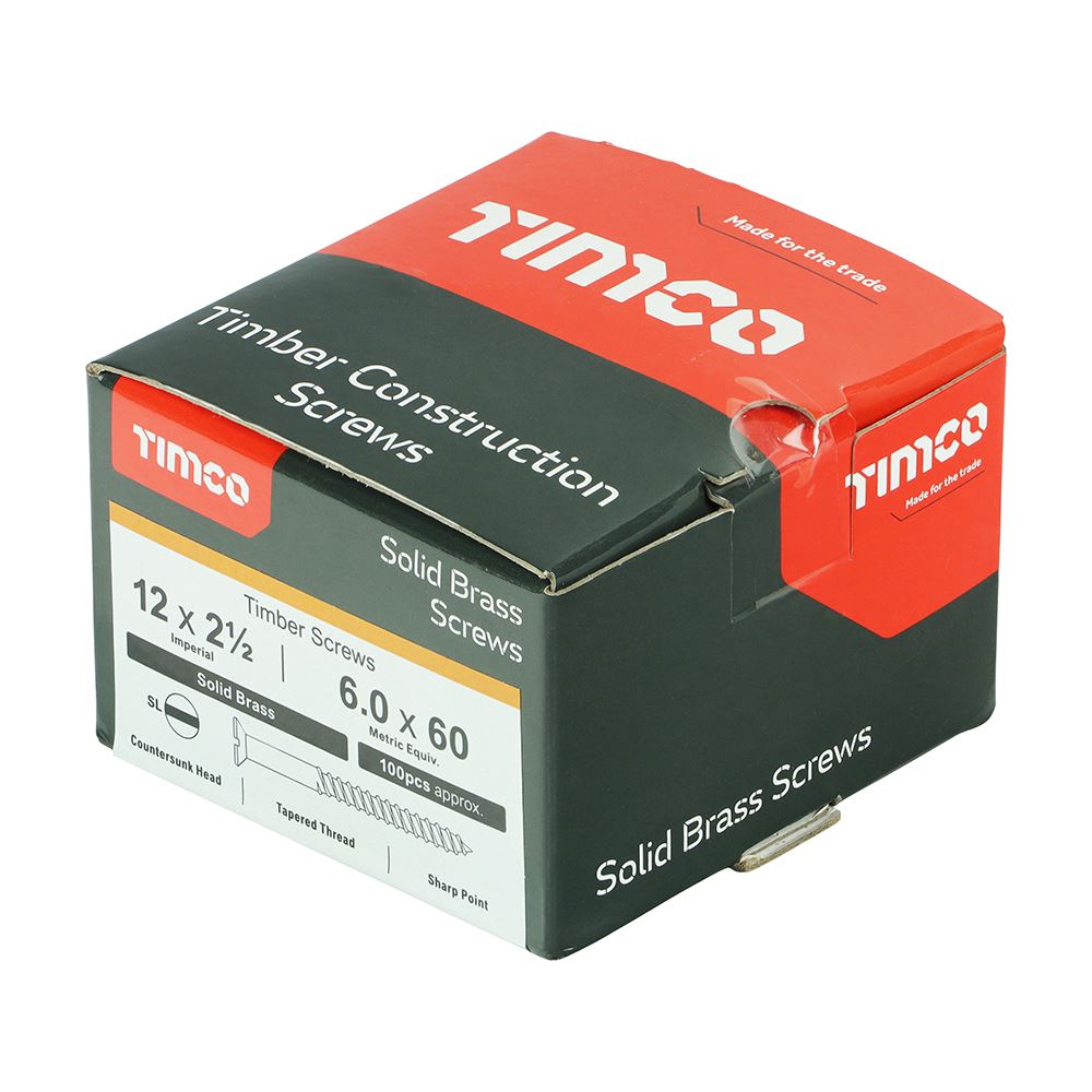 Timco Solid Brass Wood Timber Screws Slotted Countersunk Various Sizes Available - Picture 54 of 55