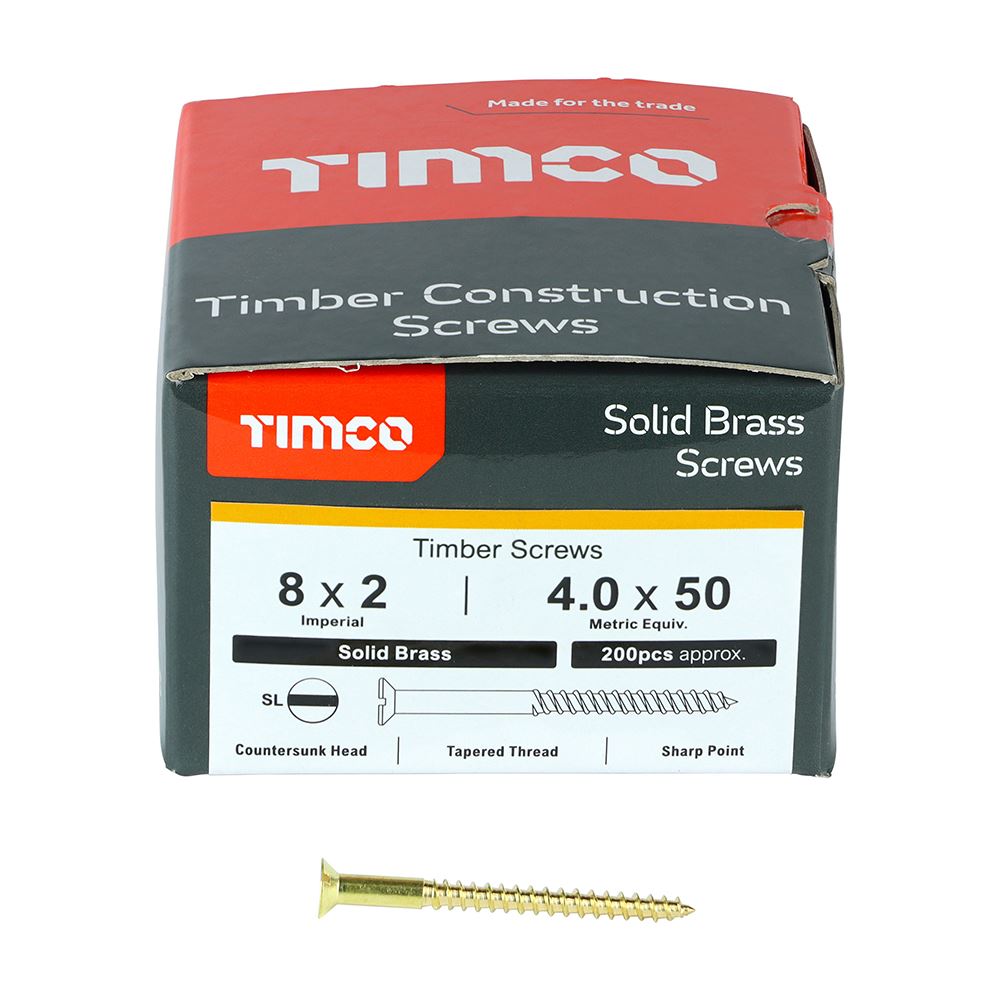 Timco Solid Brass Wood Timber Screws Slotted Countersunk Various Sizes Available - Picture 38 of 55