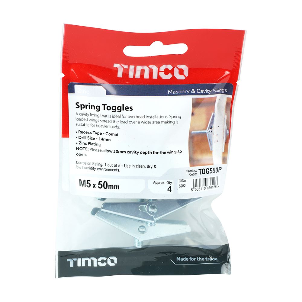 Timco - Spring Toggles - Ideal For Overhead Installations - Zinc. Various Sizes - Picture 5 of 19