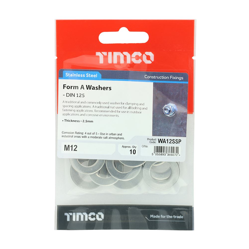 Timco - Form A Metal Washers - A2 Stainless Steel. Various Sizes Available - Picture 11 of 13