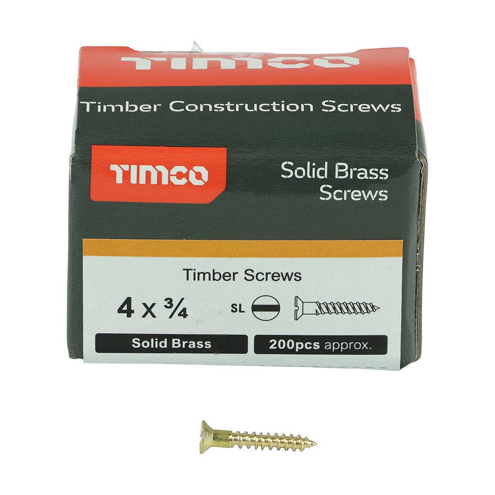 Timco Solid Brass Wood Timber Screws Slotted Countersunk Various Sizes Available - Picture 9 of 55