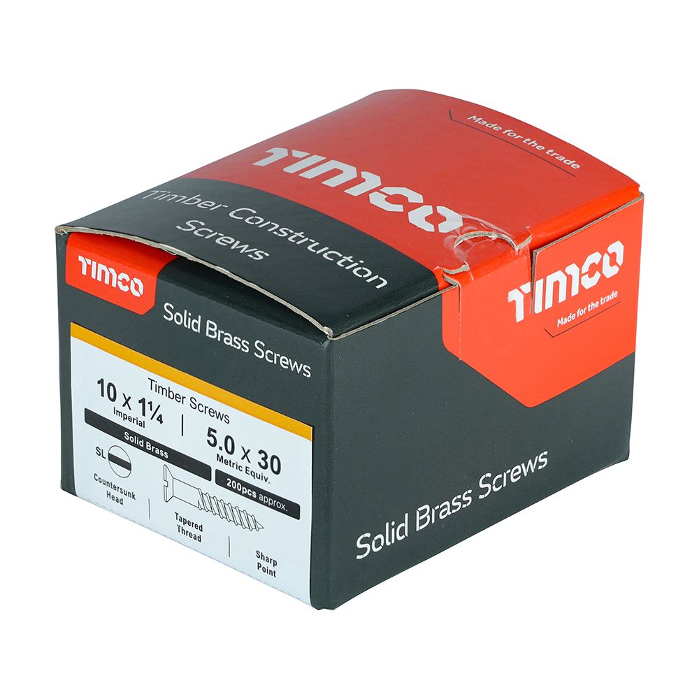 Timco Solid Brass Wood Timber Screws Slotted Countersunk Various Sizes Available - Picture 46 of 55