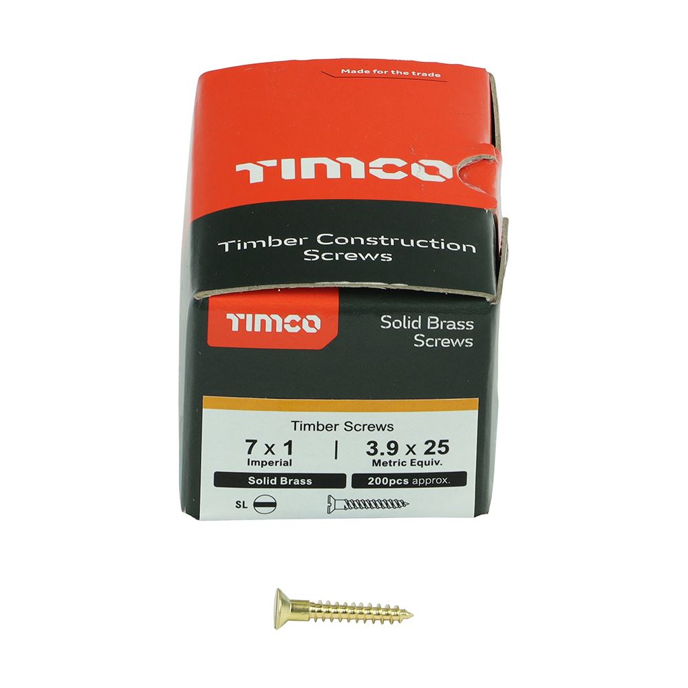 Timco Solid Brass Wood Timber Screws Slotted Countersunk Various Sizes Available - Picture 26 of 55