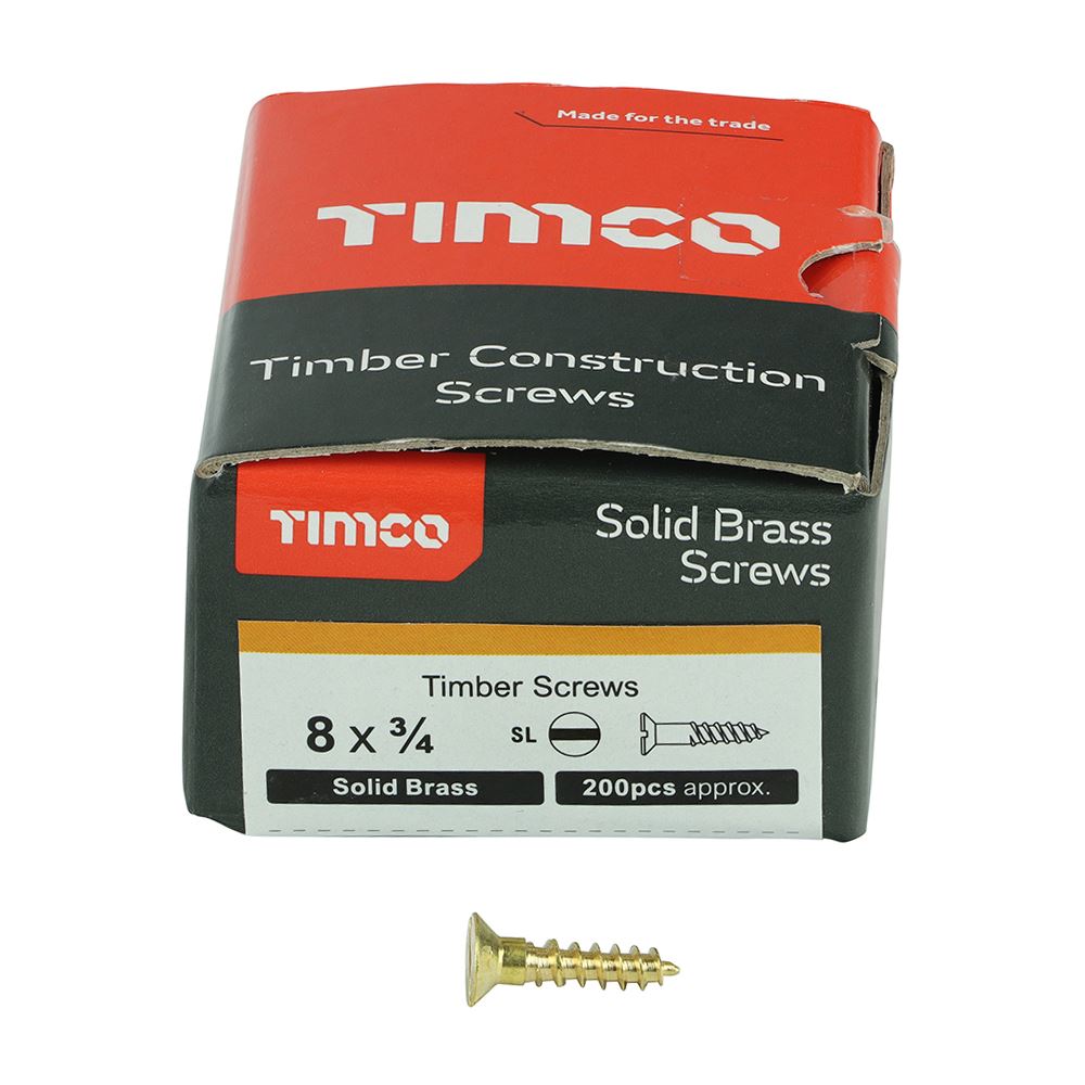 Timco Solid Brass Wood Timber Screws Slotted Countersunk Various Sizes Available - Picture 41 of 55