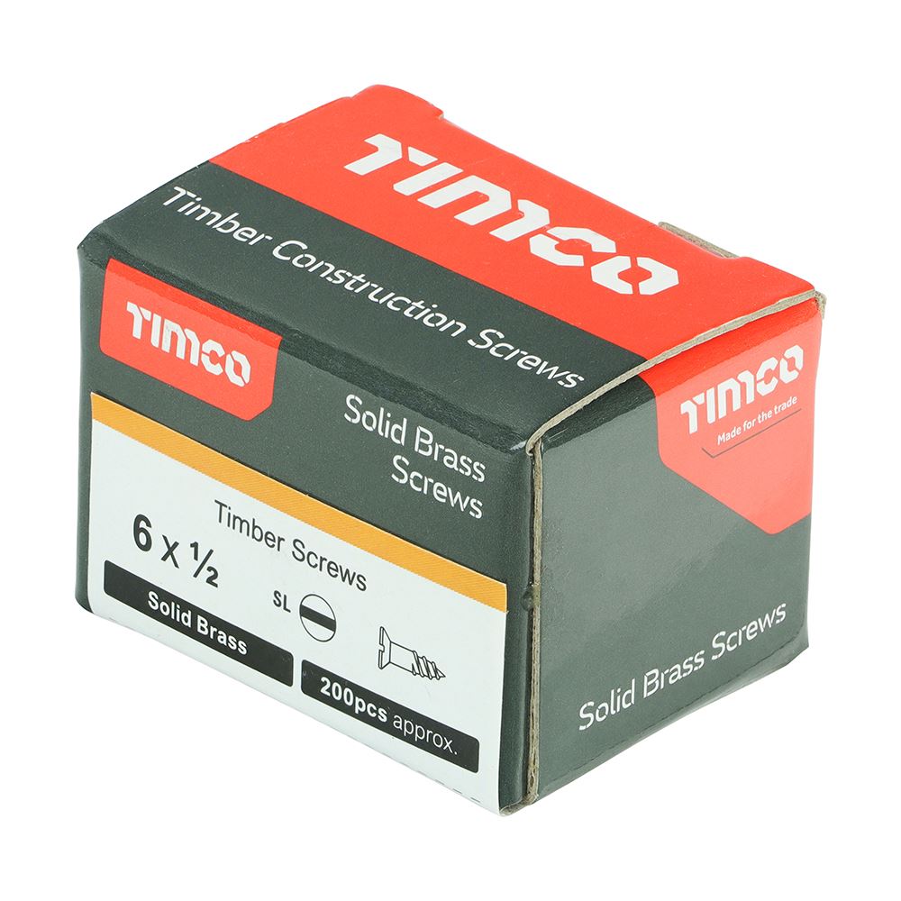Timco Solid Brass Wood Timber Screws Slotted Countersunk Various Sizes Available - Picture 20 of 55