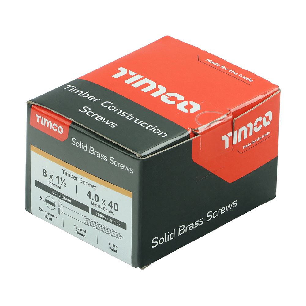 Timco Solid Brass Wood Timber Screws Slotted Countersunk Various Sizes Available - Picture 28 of 55