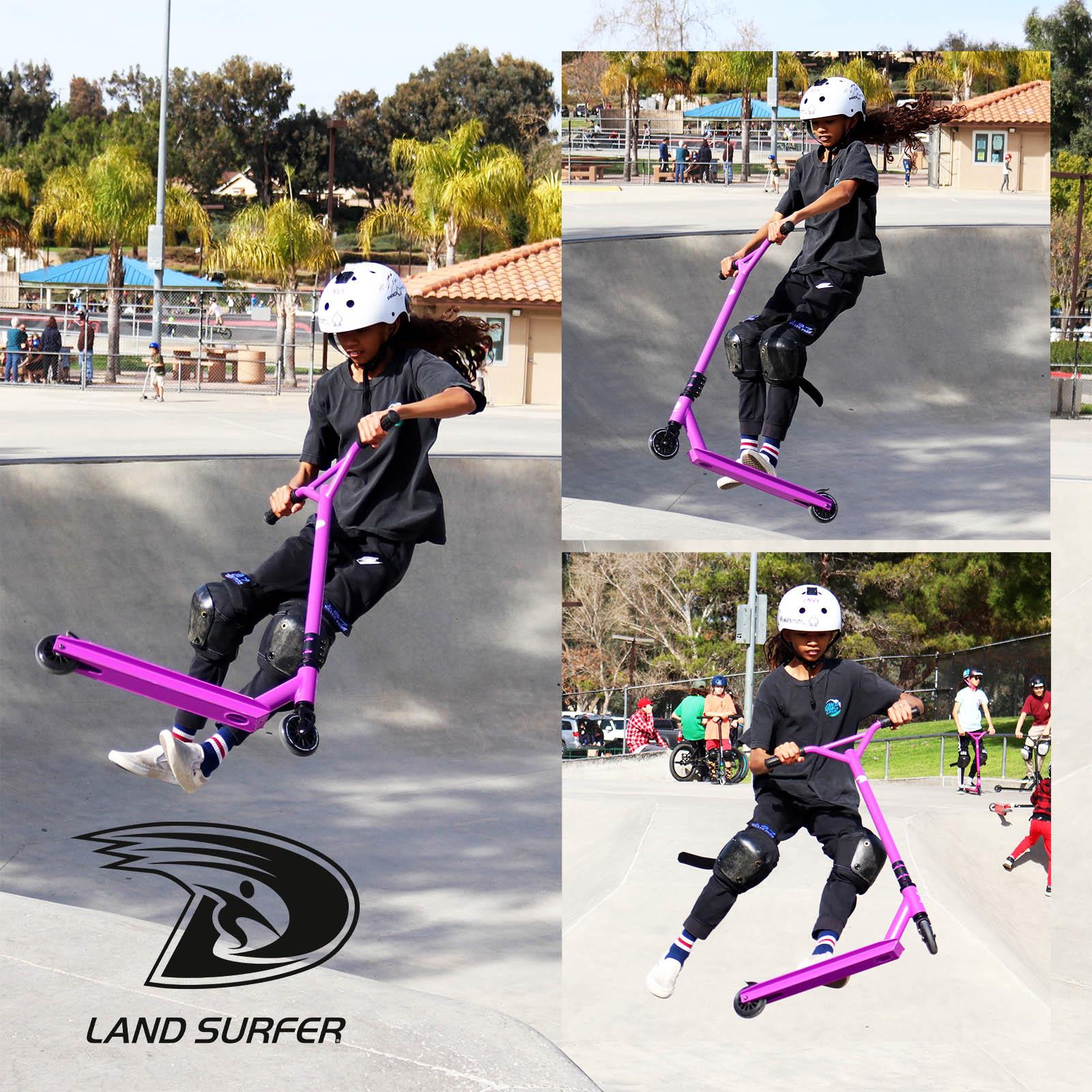 Kids Stunt Scooter Child 360 Degree Spin 2 Wheel Trick Scooter by Land Surfer - Picture 91 of 105