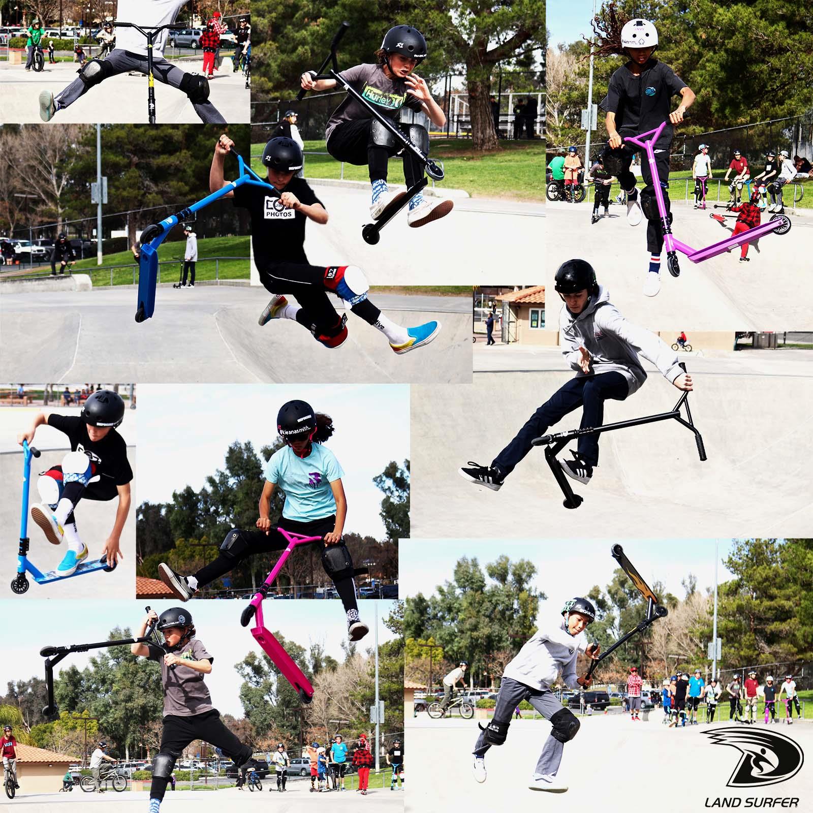 Kids Stunt Scooter Child 360 Degree Spin 2 Wheel Trick Scooter by Land Surfer - Picture 61 of 105