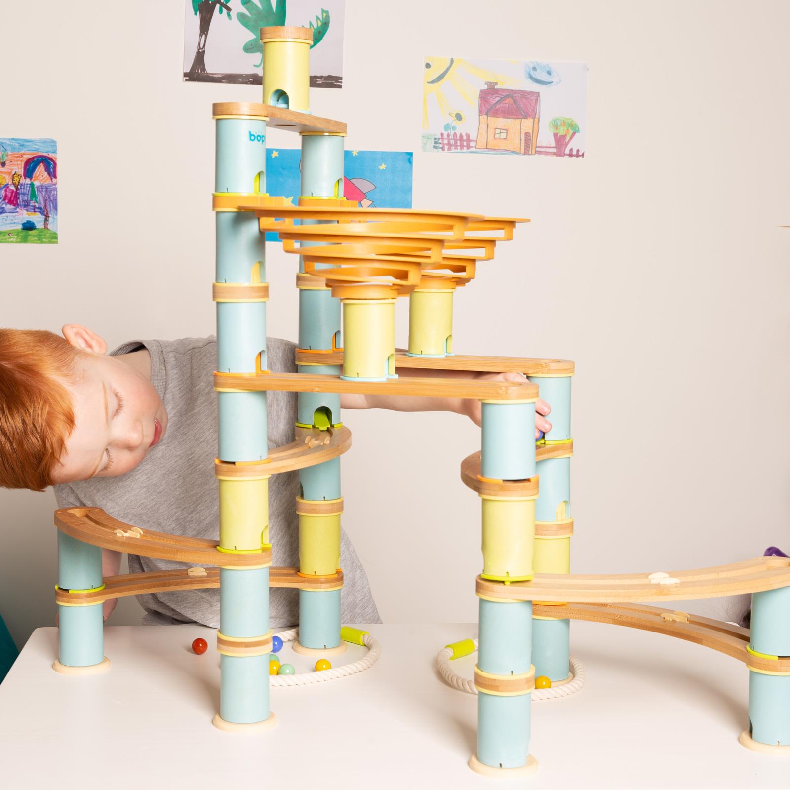Kugelbahn Umweltfreundlich Holz Bambus Rennen Kinder Bildungs Spielset boppi - Bild 28 von 76