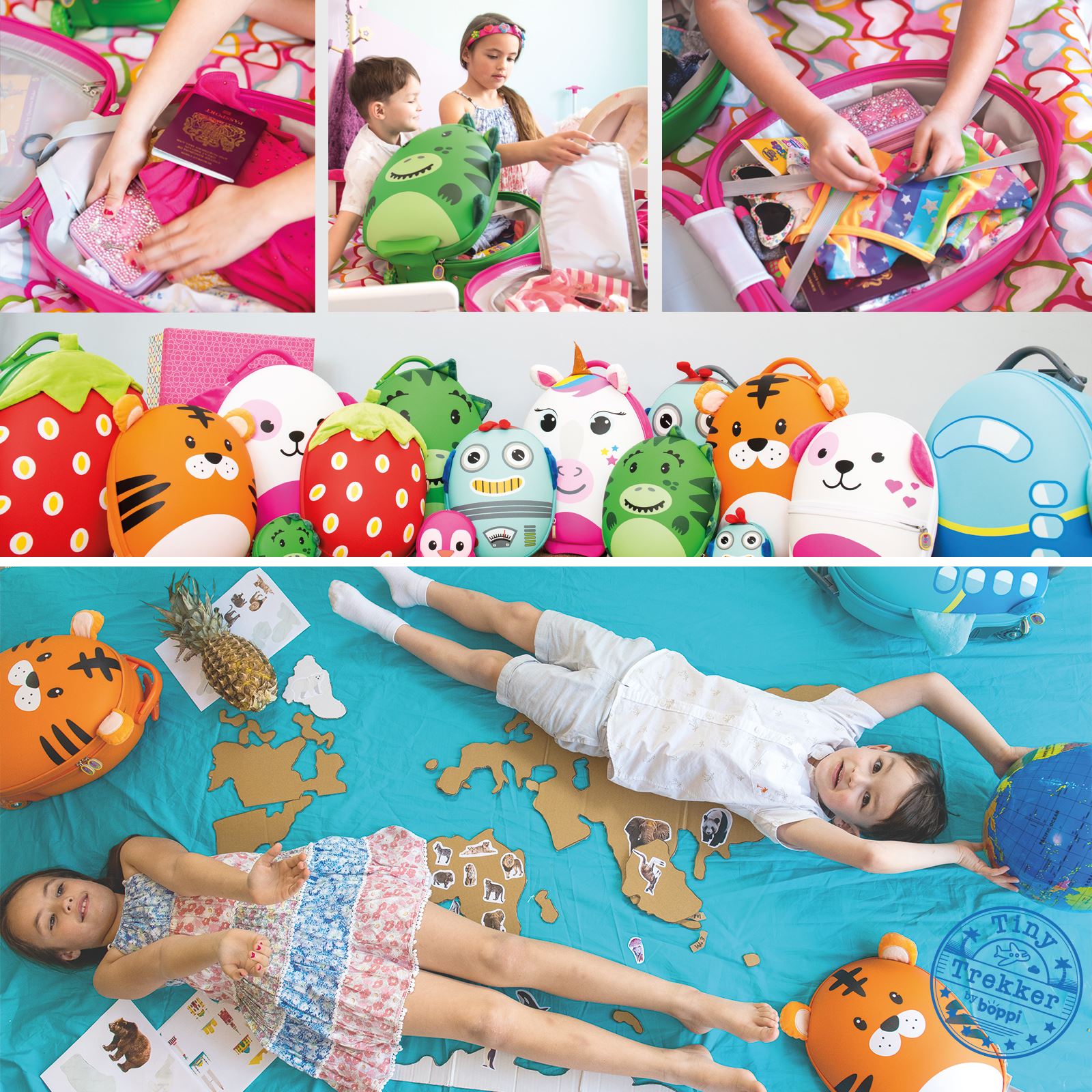 Kids Luggage boppi Tiny Trekker Holiday Cabin Bag Childrens Roller Travel Cases - Picture 84 of 138