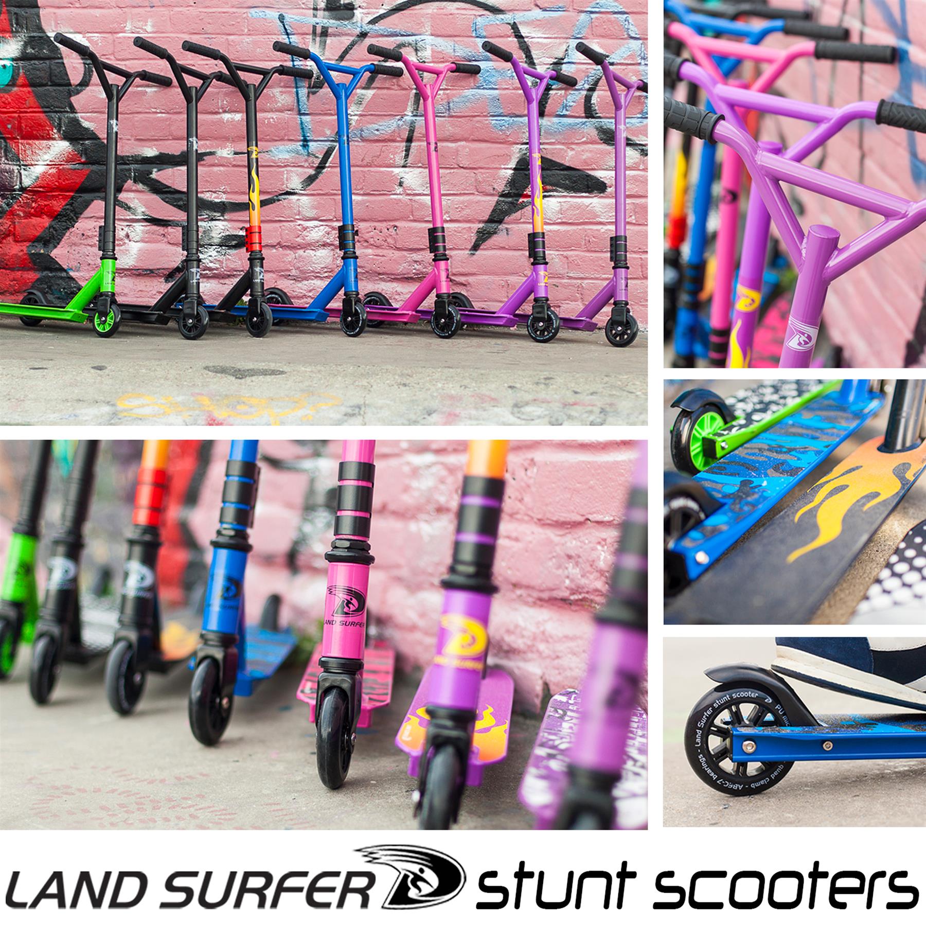 Kids Stunt Scooter Child 360 Degree Spin 2 Wheel Trick Scooter by Land Surfer - Picture 105 of 105