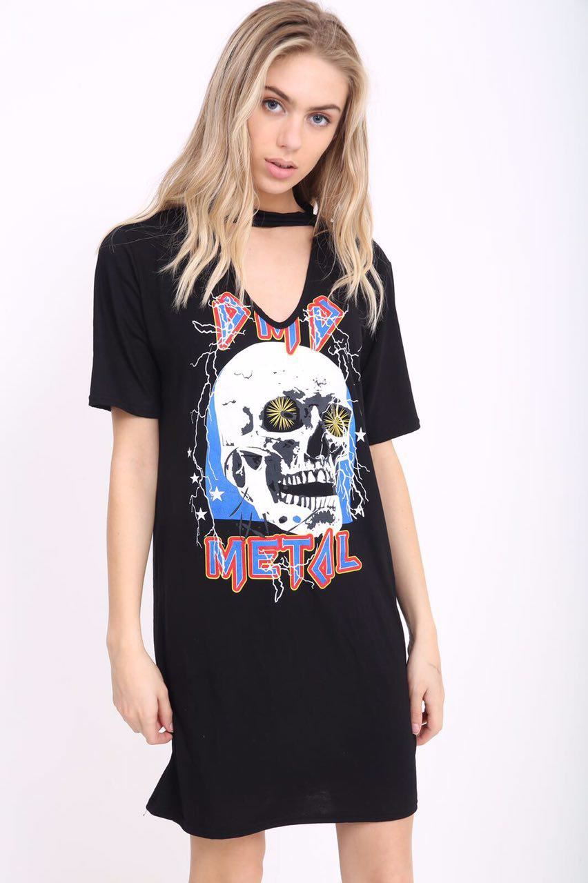 Halloween Choker Neck Pumpkin Print T Shirt