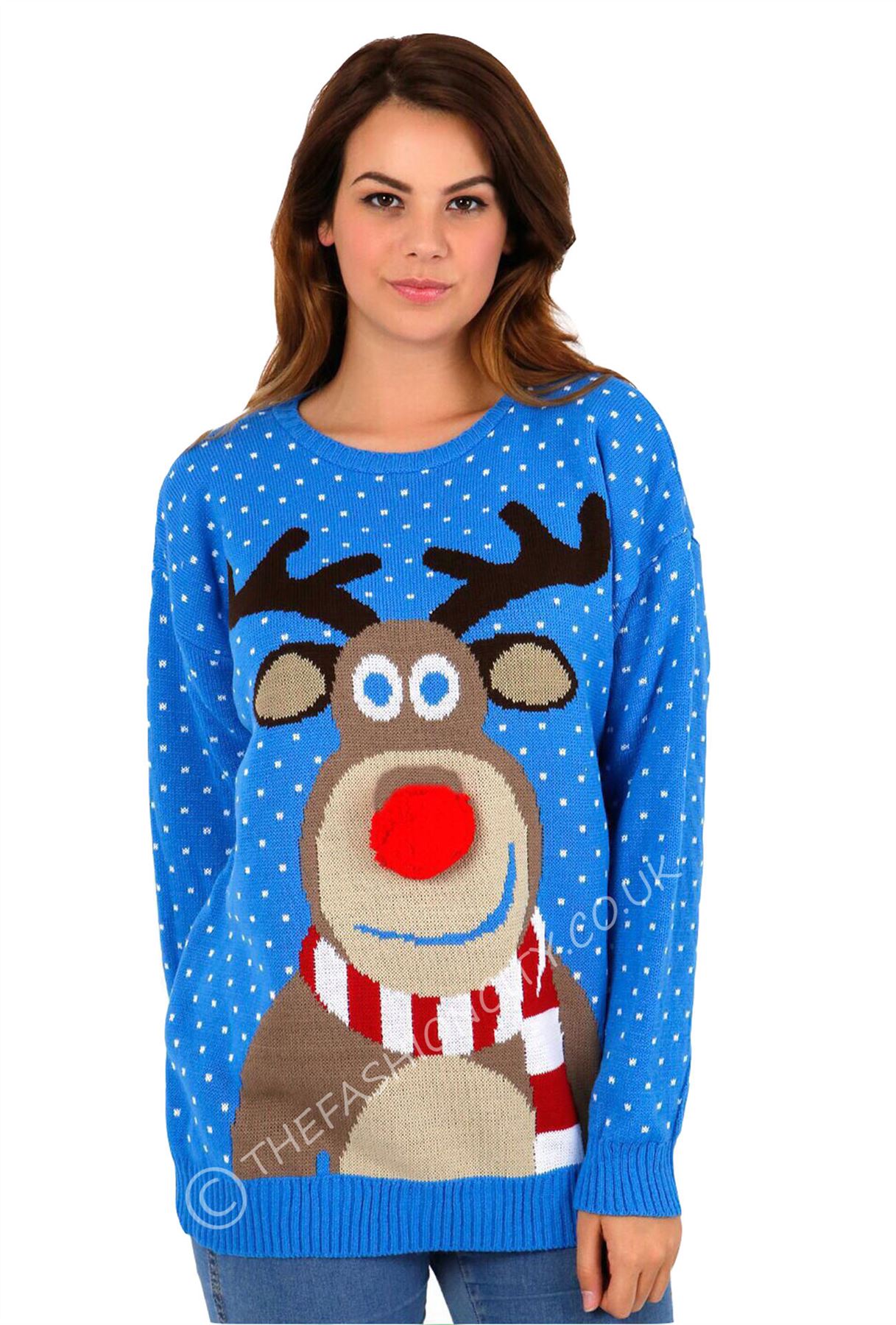 men women kniktted long sleeve christmas jumper sweater x-mas