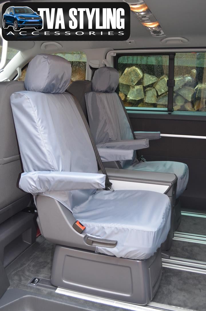 Fundas para asientos ya referencias set Axx para VW t5 Caravelle tela negra