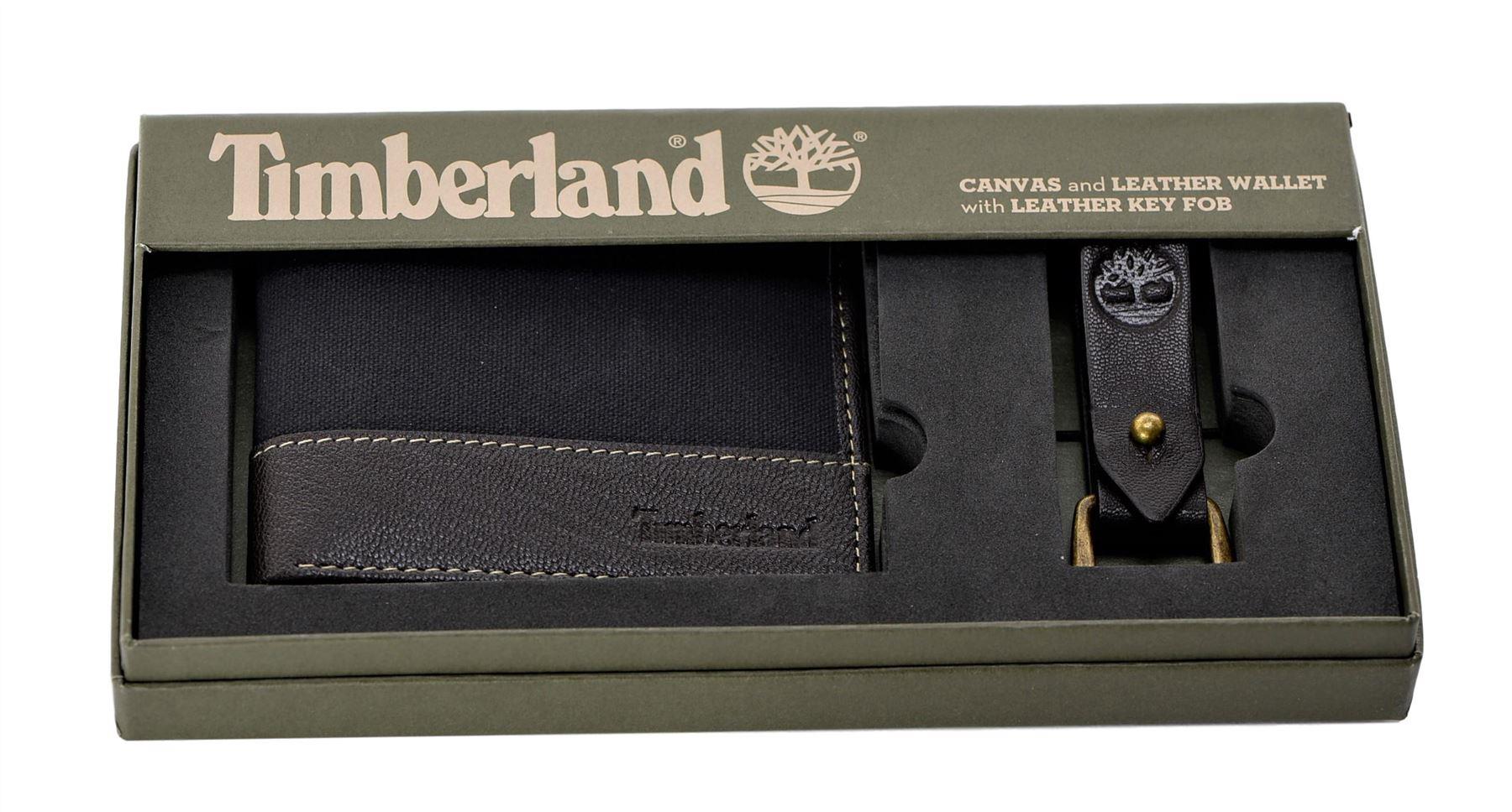 Timberland Men's Canvas Leather Billfold Wallet with Key FOB - Picture 7 of 25