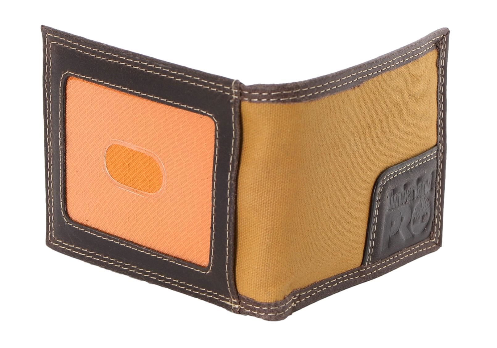 Timberland PRO Men's Canvas Leather RFID Bifold Wallet with Back ID Window - Picture 16 of 17