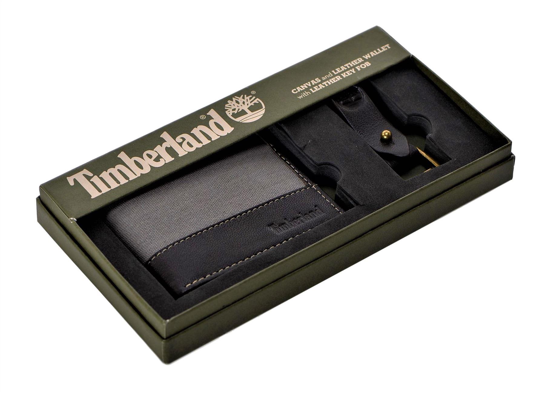 Timberland Men's Canvas Leather Billfold Wallet with Key FOB - Picture 14 of 25