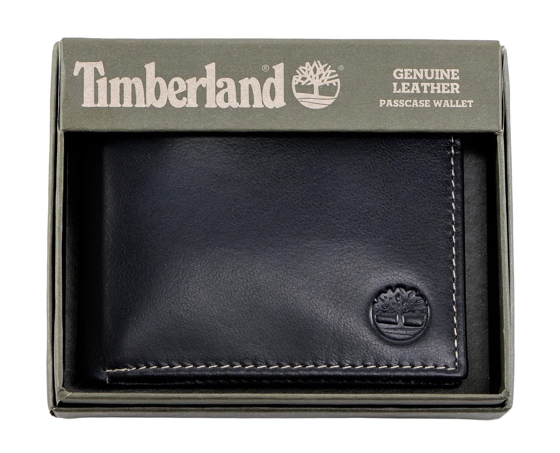 Timberland Men's Genuine Smooth Leather Cloudy Passcase Bifold Wallet - Picture 9 of 35