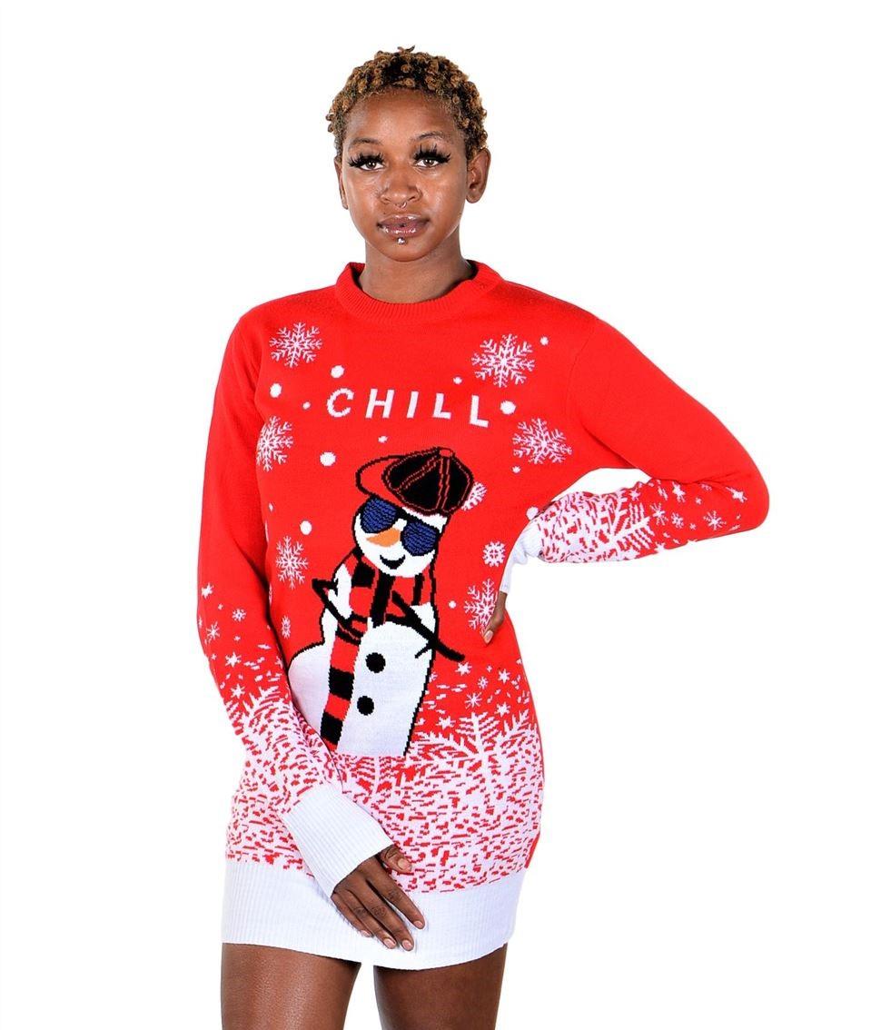 SOCAL LOOK Damen Pulloverkleid Chill Snowman Ugly Christmas - Bild 4 von 7