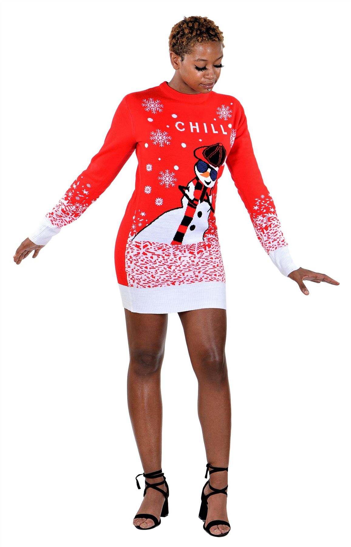 SOCAL LOOK Damen Pulloverkleid Chill Snowman Ugly Christmas - Bild 5 von 7