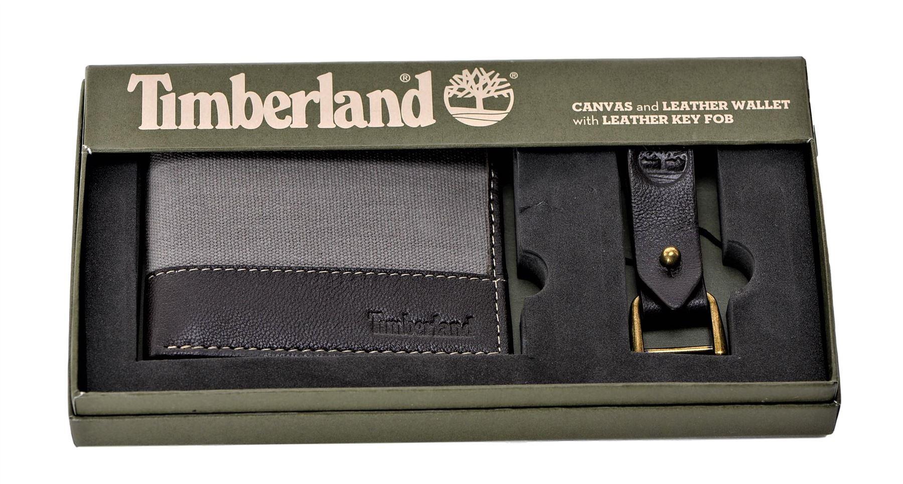 Timberland Men's Canvas Leather Billfold Wallet with Key FOB - Picture 17 of 25