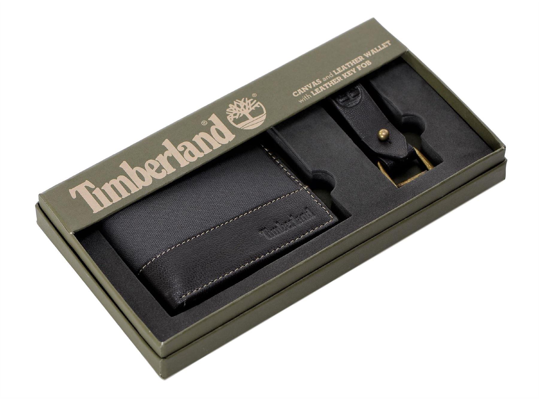 Timberland Men's Canvas Leather Billfold Wallet with Key FOB - Picture 22 of 25