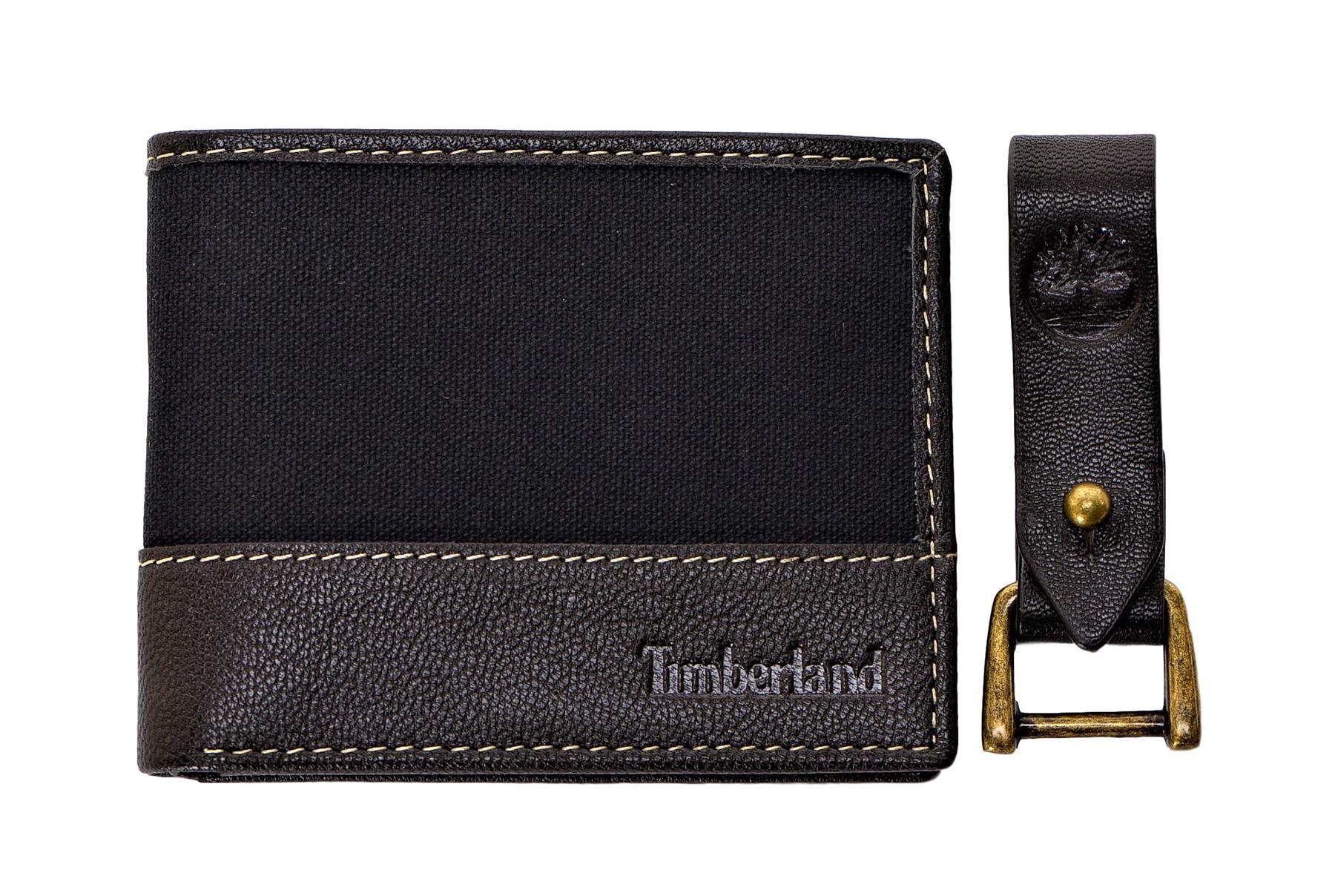 Timberland Men's Canvas Leather Billfold Wallet with Key FOB - Picture 8 of 25