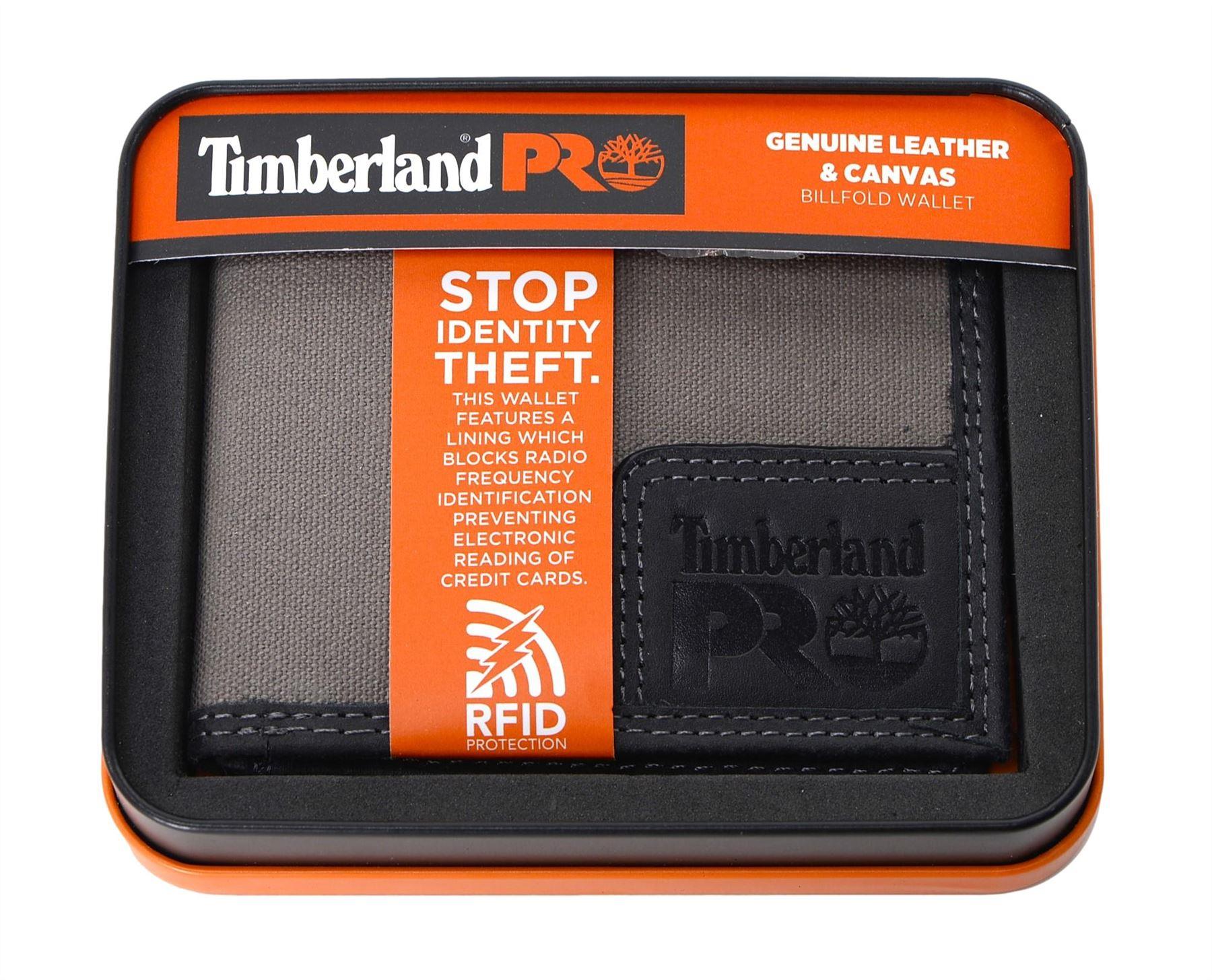 Timberland PRO Men's Canvas Leather RFID Bifold Wallet with Back ID Window - Picture 7 of 17
