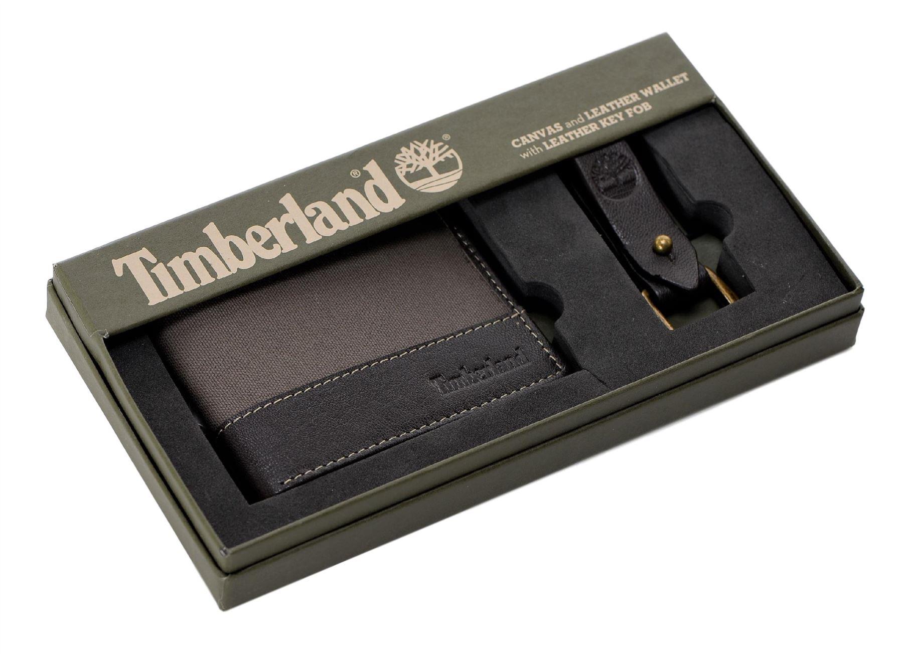 Timberland Men's Canvas Leather Billfold Wallet with Key FOB - Picture 10 of 25