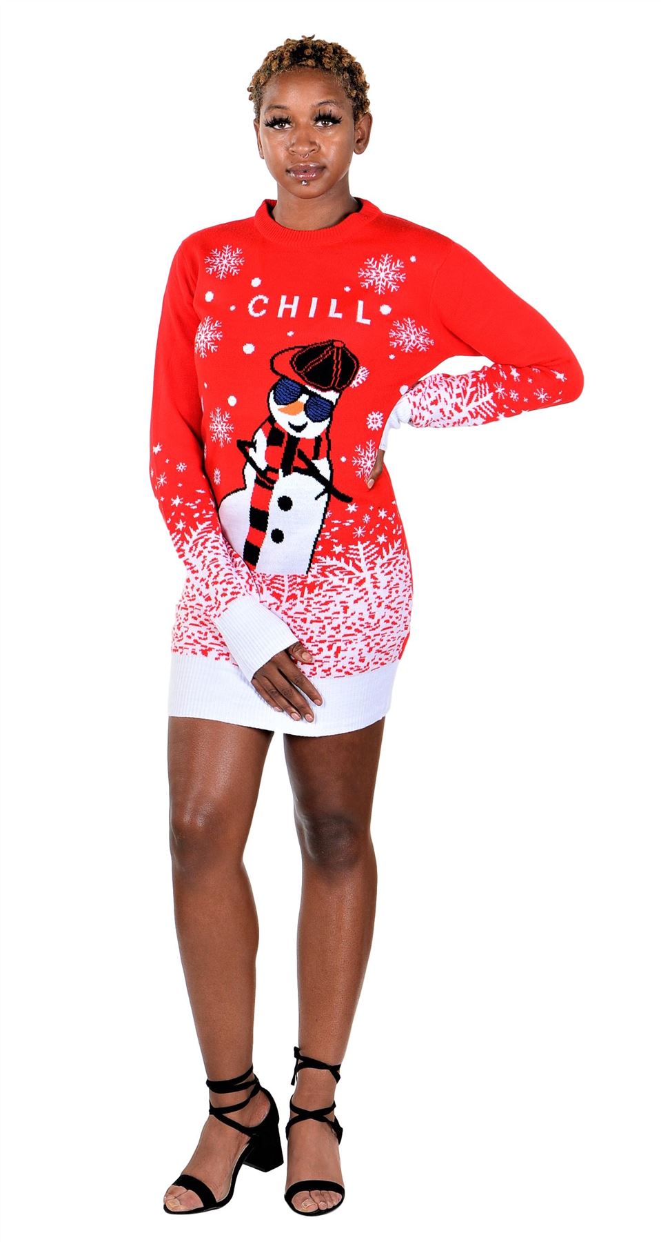 SOCAL LOOK Damen Pulloverkleid Chill Snowman Ugly Christmas - Bild 7 von 7