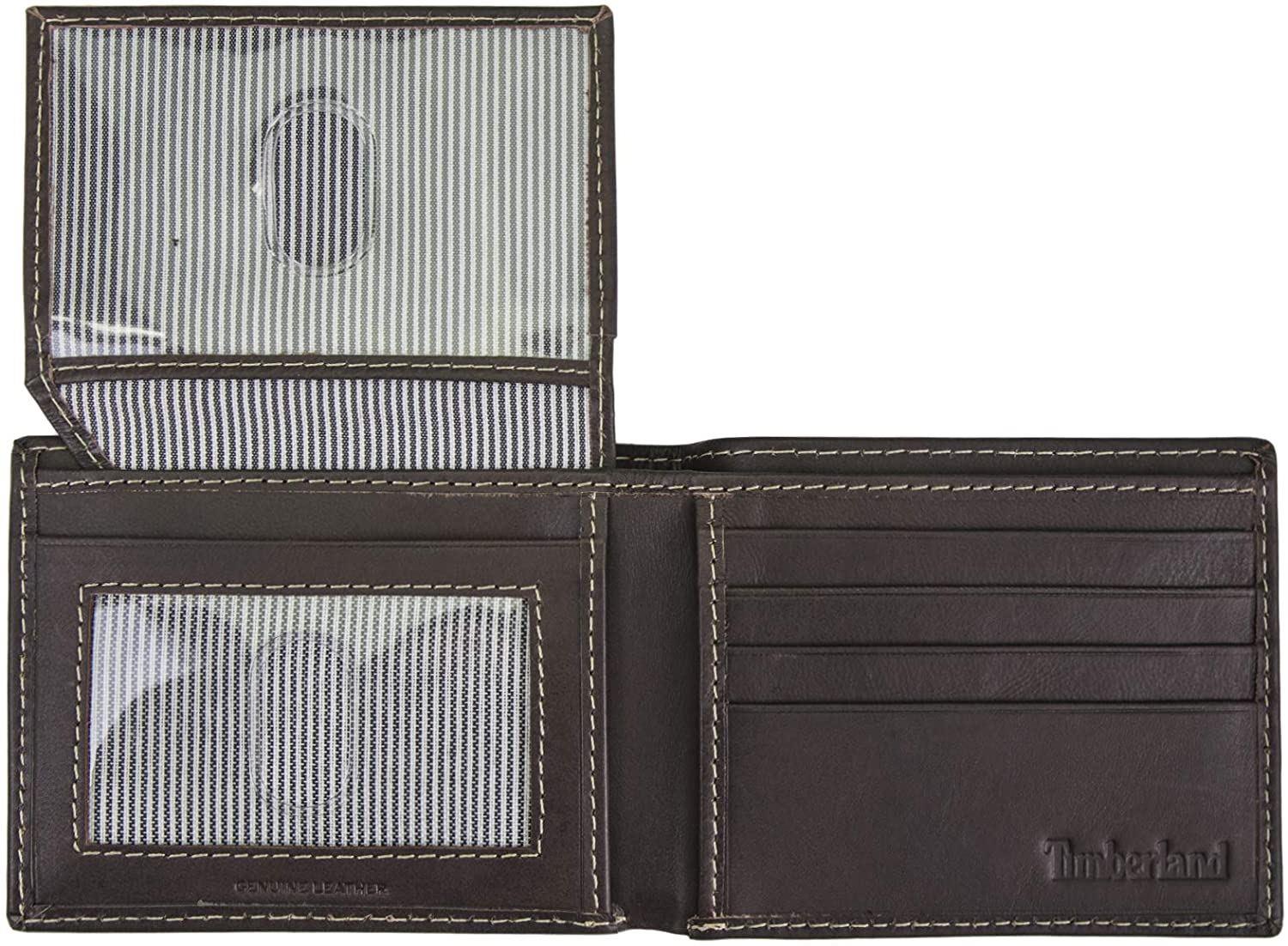Timberland Men's Genuine Smooth Leather Cloudy Passcase Bifold Wallet - Picture 16 of 35