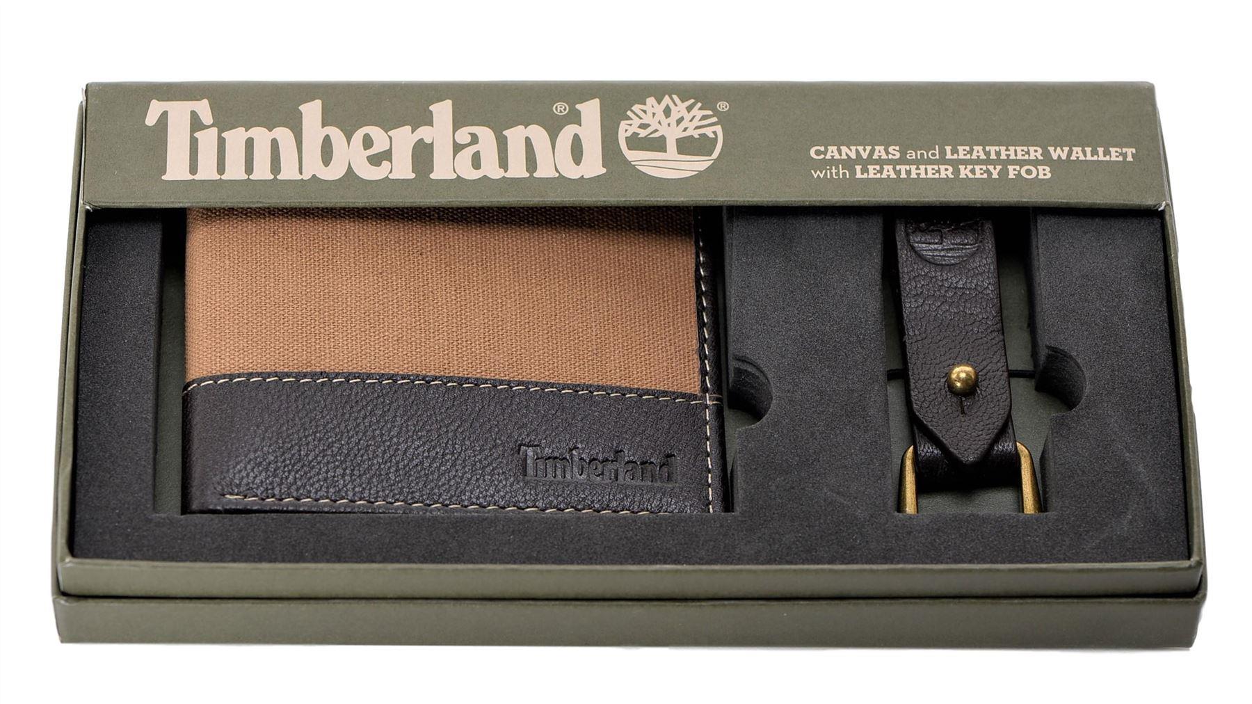 Timberland Men's Canvas Leather Billfold Wallet with Key FOB - Picture 18 of 25
