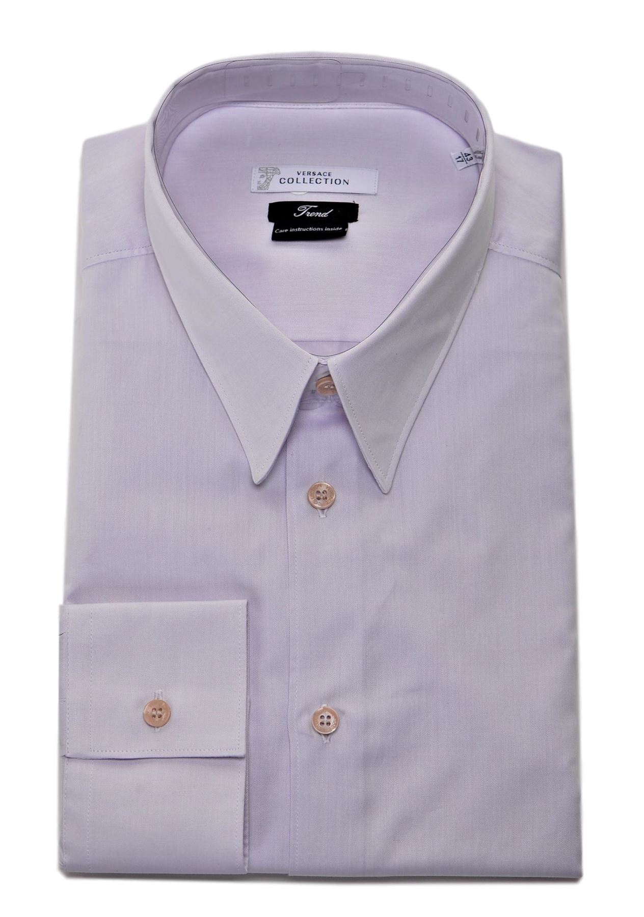 Versace Collection Trend Mens Cotton Dress Shirt V300014 Light Lavender - Picture 3 of 6