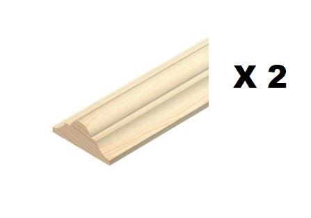 Pannello modanatura decorativo doppio astragale binario dado perline bordo pino 44x20x1000 mm - Foto 8 di 13