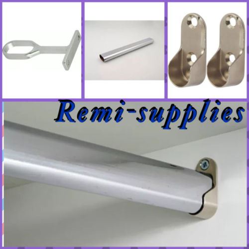 OVAL FULL KIT EXTRA STRONG WARDROBE CHROME HANGING RAIL MANY SIZES WITH SCREWS - Picture 8 of 11