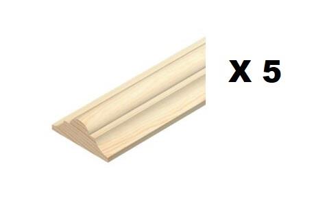 Pannello modanatura decorativo doppio astragale binario dado perline bordo pino 44x20x1000 mm - Foto 10 di 13