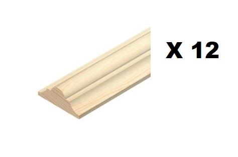 Pannello modanatura decorativo doppio astragale binario dado perline bordo pino 44x20x1000 mm - Foto 12 di 13
