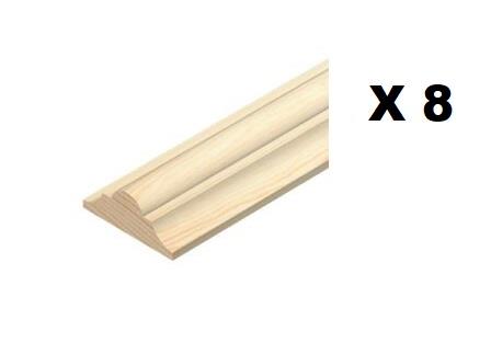 Pannello modanatura decorativo doppio astragale binario dado perline bordo pino 44x20x1000 mm - Foto 11 di 13
