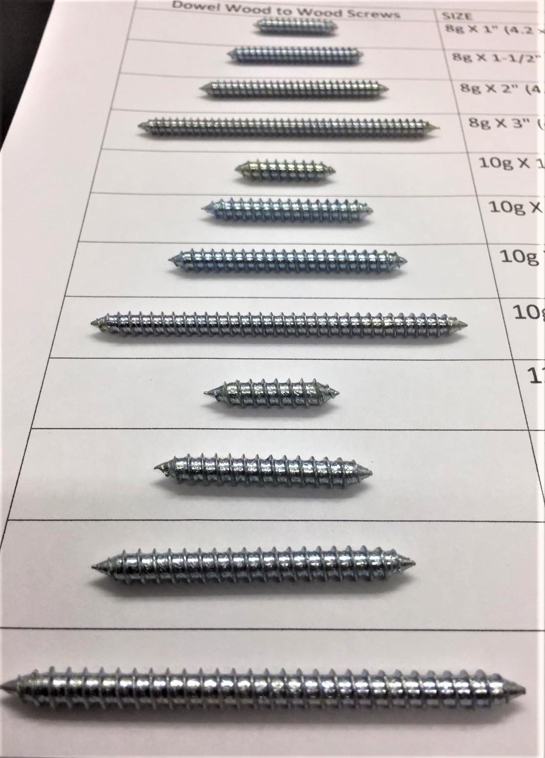 75 TO 300 PACKS DOWEL WOOD TO WOOD SCREWS DOUBLE ENDED SCREWS 1/",1.5/",2/",3/"x12g