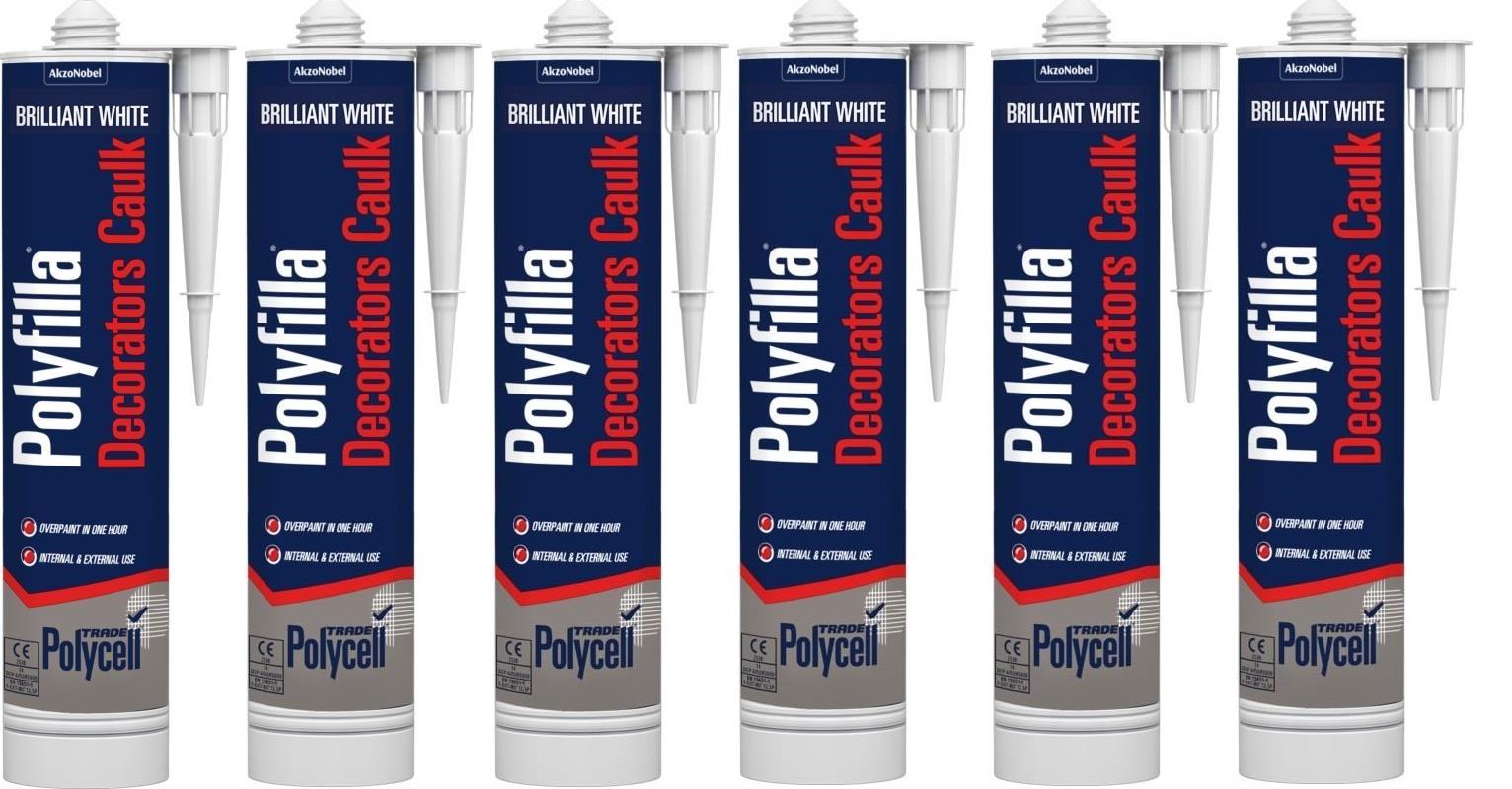 6 X POLYCELL POLYFILLA DECORATORS POLY FILLA CAULK FILLER SEALER