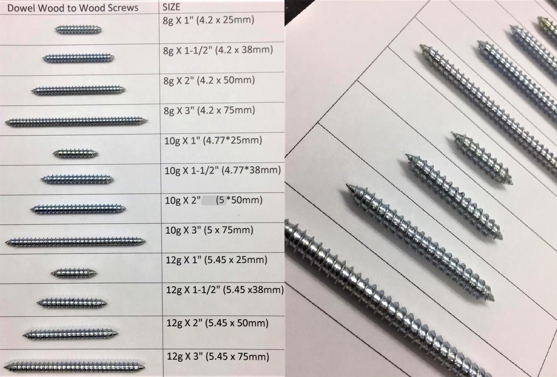 75 TO 300 PACKS DOWEL WOOD TO WOOD SCREWS DOUBLE ENDED SCREWS 1/",1.5/",2/",3/"x10g