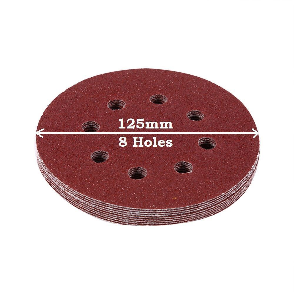Hook and Loop 125mm Sanding Disc 8 Holes Orbital Pad Sandpaper 40,60