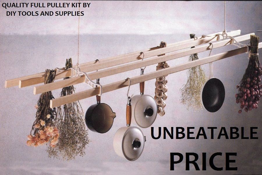 Traditional Kitchen clothes Airer / Pulley 1200MM FULL KIT INCLUDES