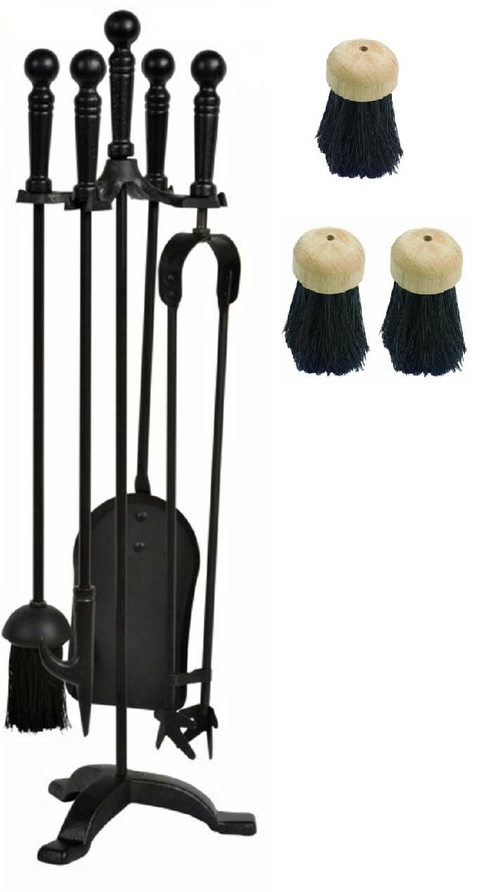 Companion Set Brush Hearth Fireplace Round Brush Head Refill