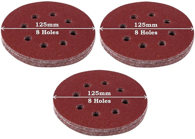 Hook and Loop 125mm Sanding Disc 8 Holes Orbital Pad Sandpaper 40,60