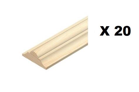 Double Astragal Decorative Moulding Panel Dado Rail Bead Pine Trim 44x20x1000mm