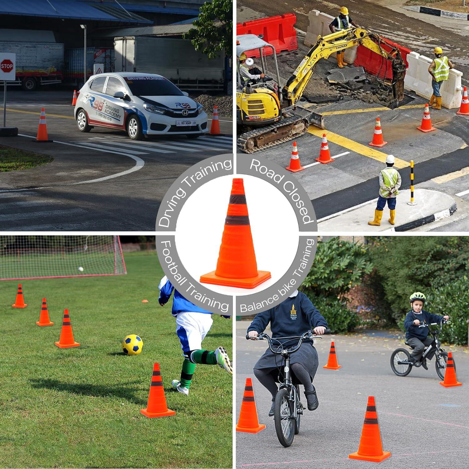 18" Pop Up Collapsible Safety Traffic Warning Cone Car Van Caravan Motorhome - Picture 10 of 24