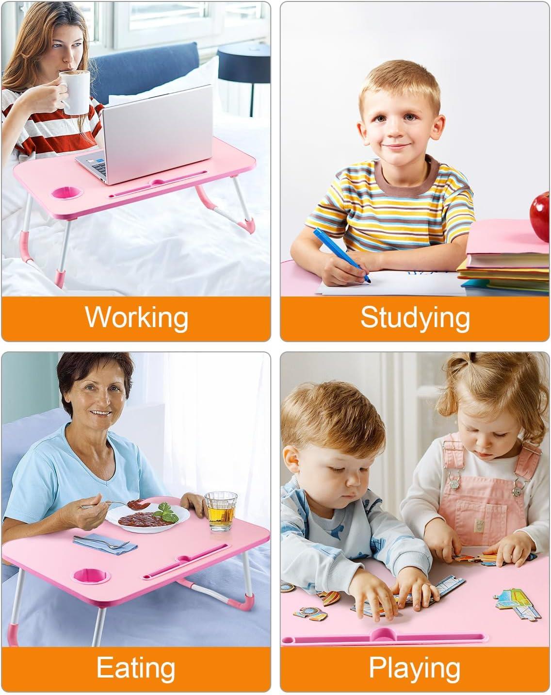 Laptop Bed Table Lap Standing Desk with Foldable Legs & Cup Slot Sofa Bed Stand - Picture 33 of 39