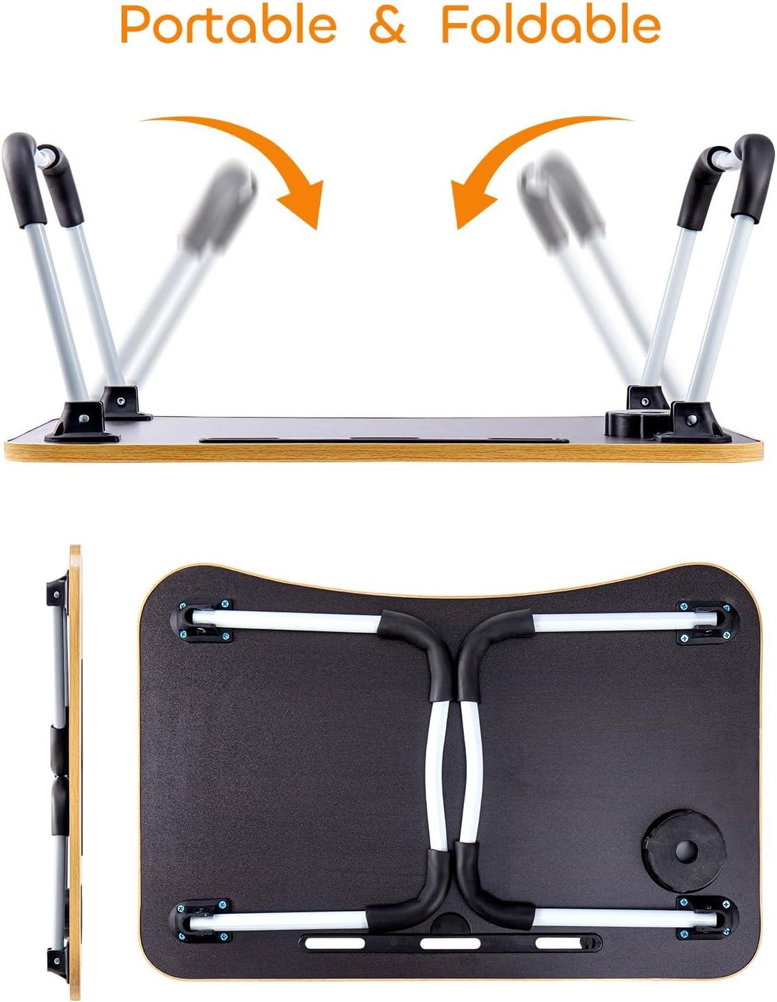 Laptop Bed Table Lap Standing Desk with Foldable Legs & Cup Slot Sofa Bed Stand - Picture 9 of 39