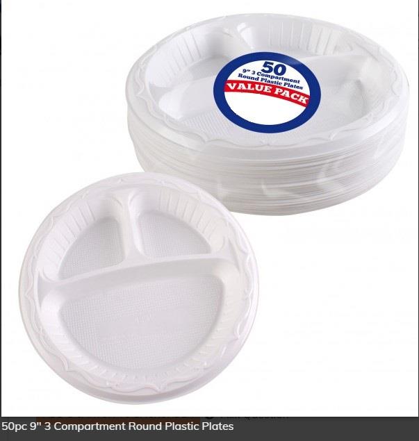 Deluxe Heavy-Duty Compartment Plastic Reusable Dinner Party Plates - Picture 8 of 16